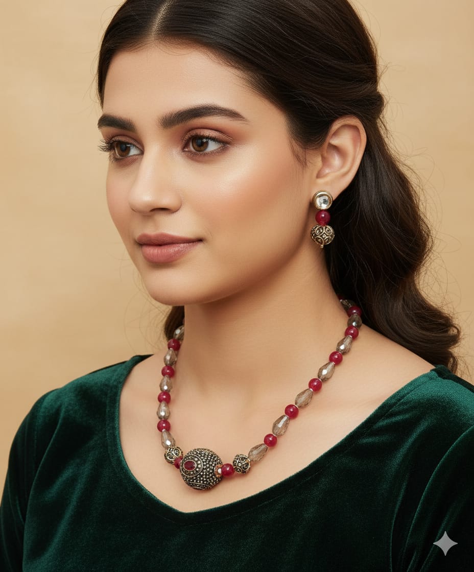 Real Pearl Mala And Kundan Studs